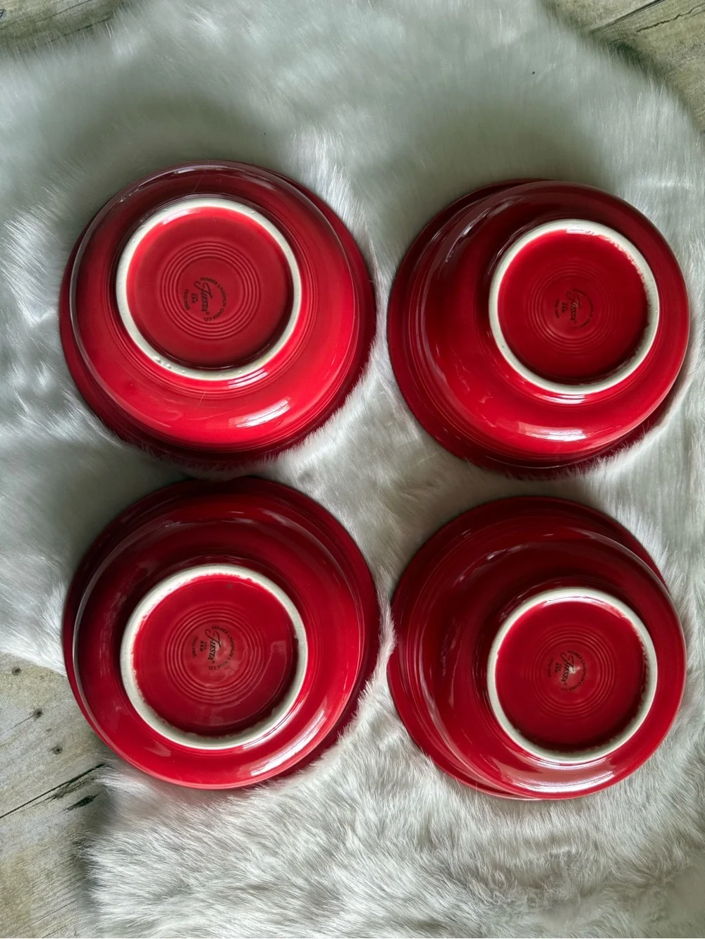 Fiesta-ware Set of 4 Classic Rim Scarlet Soup/Cereal Bowls